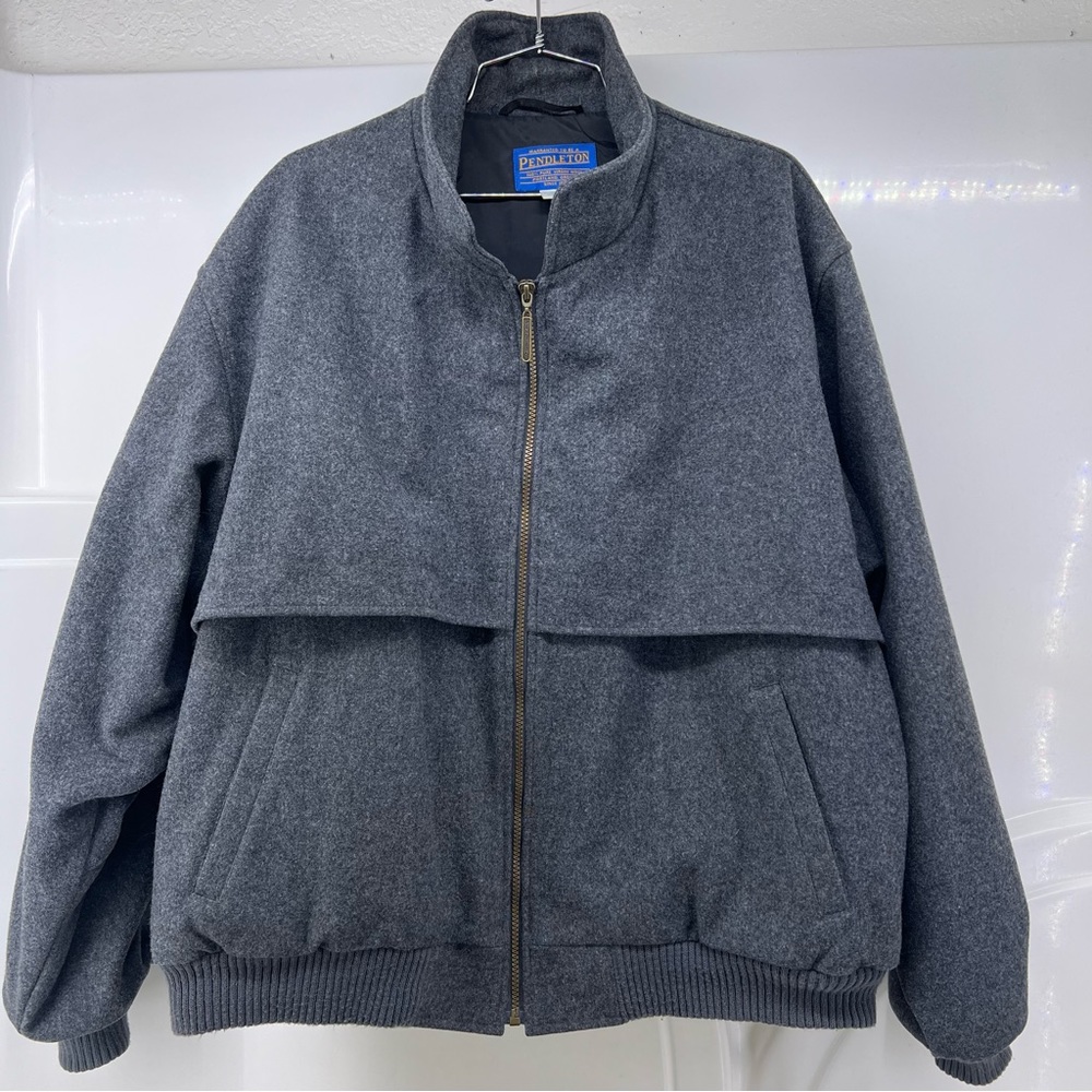Pendleton grey 100% virgin wool jacket bomber style jacket large